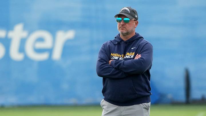 May 11, 2026; El Segundo, CA, USA; Los Angeles Chargers general manager Joe Hortiz watches during offseason workouts at The Bolt. Mandatory Credit: Kirby Lee-Imagn Images