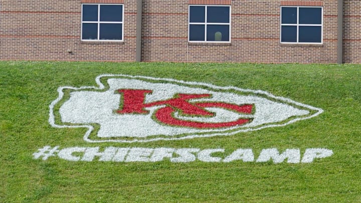 Jul 22, 2025; St. Joseph, MO, USA; A general view of the Kansas City Chiefs training camp logo during training camp at Missouri Western State University. Mandatory Credit: Denny Medley-Imagn Images Jul 22, 2025; St. Joseph, MO, USA; A general view of the Kansas City Chiefs training camp logo during training camp at Missouri Western State University. Mandatory Credit: Denny Medley-Imagn Images