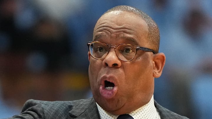 Feb 14, 2026; Chapel Hill, North Carolina, USA; North Carolina Tar Heels head coach Hubert Davis reacts in the second half at Dean E. Smith Center. Mandatory Credit: Bob Donnan-Imagn Images Feb 14, 2026; Chapel Hill, North Carolina, USA; North Carolina Tar Heels head coach Hubert Davis reacts in the second half at Dean E. Smith Center. Mandatory Credit: Bob Donnan-Imagn Images