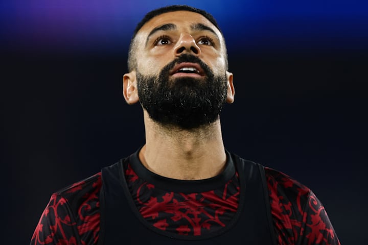 Mohamed Salah looking into the sky. Mohamed Salah looking into the sky.