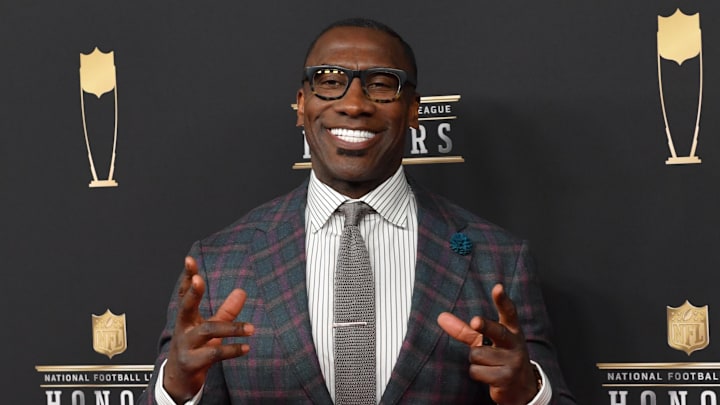 Feb 2, 2019; Atlanta, GA, USA; Shannon Sharpe during red carpet arrivals for the NFL Honors show at the Fox Theatre. Mandatory Credit: Dale Zanine-Imagn Images
