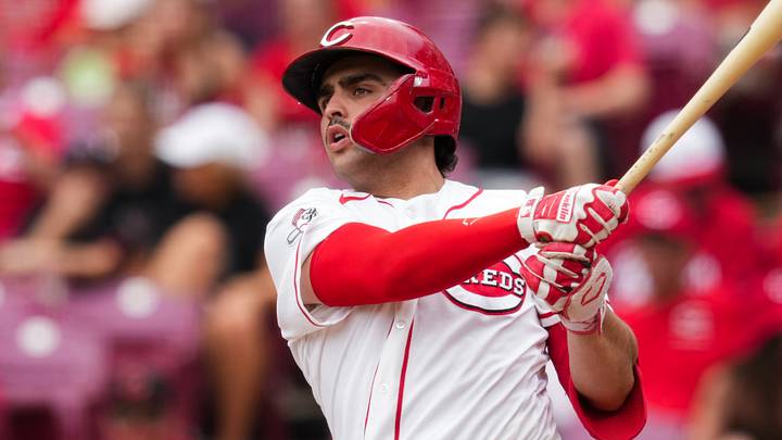 Cincinnati Reds first baseman Sal Stewart bats