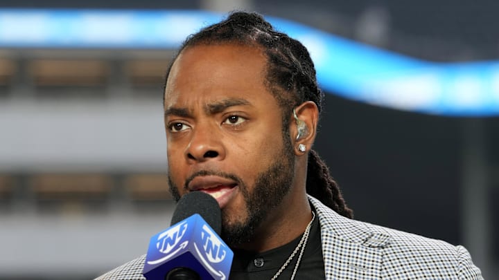 Richard Sherman on the Thursday Night Football Tonight set Richard Sherman on the Thursday Night Football Tonight set