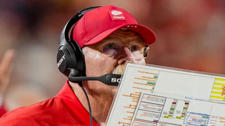 Dec 25, 2025; Kansas City, Missouri, USA; Kansas City Chiefs coach Andy Reid during the fourth quarter at GEHA Field at Arrowhead Stadium. Mandatory Credit: Jay Biggerstaff-Imagn Images Dec 25, 2025; Kansas City, Missouri, USA; Kansas City Chiefs coach Andy Reid during the fourth quarter at GEHA Field at Arrowhead Stadium. Mandatory Credit: Jay Biggerstaff-Imagn Images