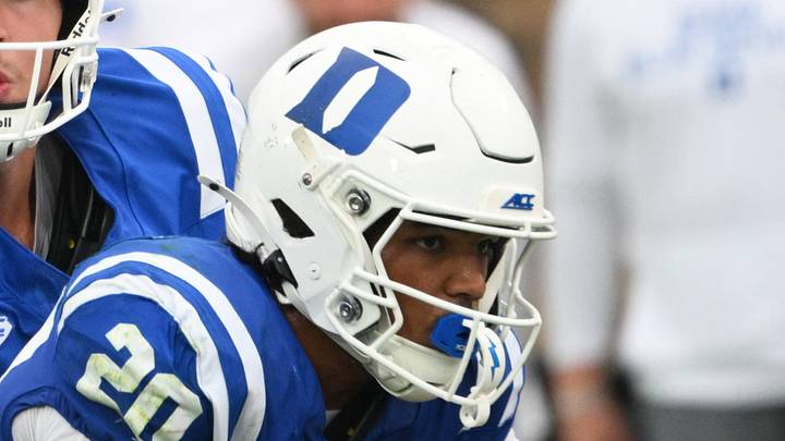 Sep 5, 2026; Durham, North Carolina, USA; Duke Blue Devils quarter back Walker Eget (2) hands the ball off to Duke Blue Devils running back Nate Sheppard (20) during the second quarter against the Tulane Green Wave at Wallace Wade Stadium. Mandatory Credit: Zachary Taft-Imagn Images Sep 5, 2026; Durham, North Carolina, USA; Duke Blue Devils quarter back Walker Eget (2) hands the ball off to Duke Blue Devils running back Nate Sheppard (20) during the second quarter against the Tulane Green Wave at Wallace Wade Stadium. Mandatory Credit: Zachary Taft-Imagn Images