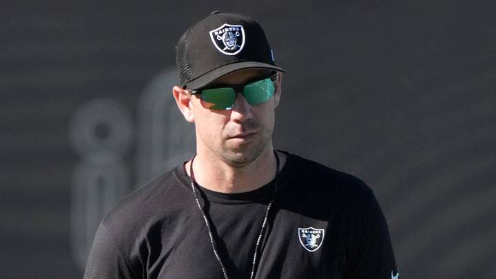 Jun 9, 2026; Henderson, NV, USA; Las Vegas Raiders coach Klint Kubiak during minicamp at Intermountain Health Performance Center. Mandatory Credit: Kirby Lee-Imagn Images Jun 9, 2026; Henderson, NV, USA; Las Vegas Raiders coach Klint Kubiak during minicamp at Intermountain Health Performance Center. Mandatory Credit: Kirby Lee-Imagn Images