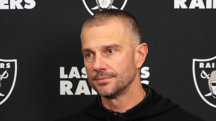 Feb 25, 2025; Indianapolis, IN, USA; Las Vegas Raiders general manager John Spytek on radio row during the NFL Scouting Combine at the Indiana Convention Center. Mandatory Credit: Kirby Lee-Imagn Images