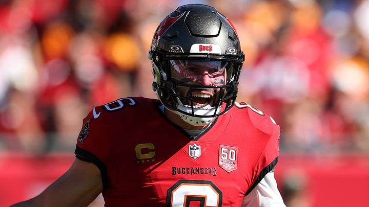 Nov 30, 2025; Tampa, Florida, USA; Tampa Bay Buccaneers quarterback Baker Mayfield (6) reacts after a play during the first half against the Arizona Cardinals at Raymond James Stadium. Mandatory Credit: Nathan Ray Seebeck-Imagn Images Nov 30, 2025; Tampa, Florida, USA; Tampa Bay Buccaneers quarterback Baker Mayfield (6) reacts after a play during the first half against the Arizona Cardinals at Raymond James Stadium. Mandatory Credit: Nathan Ray Seebeck-Imagn Images