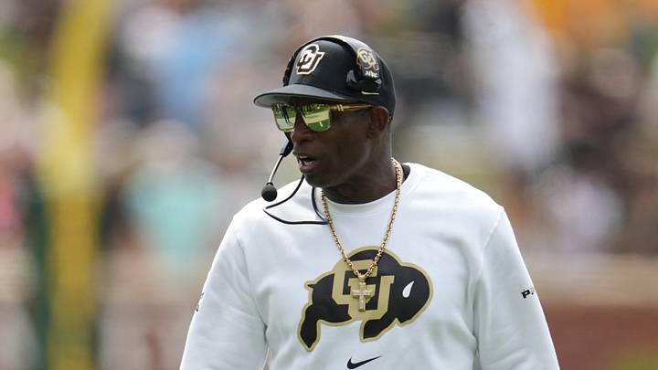 Sep 26, 2026; Waco, Texas, USA; Colorado Buffaloes head coach Deion Sanders looks on during the second half against the Baylor Bears at McLane Stadium. Sep 26, 2026; Waco, Texas, USA; Colorado Buffaloes head coach Deion Sanders looks on during the second half against the Baylor Bears at McLane Stadium.