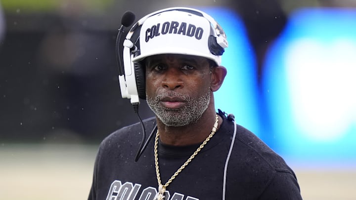 Oct 11, 2025; Boulder, Colorado, USA; Colorado Buffaloes head coach Deion Sanders during the first quarter against the Iowa State Cyclones at Folsom Field. Mandatory Credit: Ron Chenoy-Imagn Images Oct 11, 2025; Boulder, Colorado, USA; Colorado Buffaloes head coach Deion Sanders during the first quarter against the Iowa State Cyclones at Folsom Field. Mandatory Credit: Ron Chenoy-Imagn Images