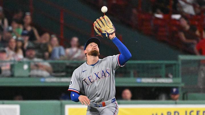 Texas Rangers right fielder Brandon Nimmo. Texas Rangers right fielder Brandon Nimmo.