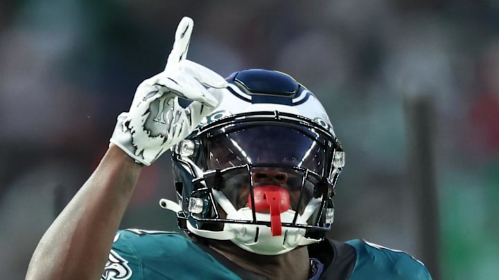 Jan 11, 2026; Philadelphia, PA, USA; Philadelphia Eagles wide receiver A.J. Brown (11) celebrates first down against the San Francisco 49ers during the first quarter in an NFC Wild Card Round game at Lincoln Financial Field. Mandatory Credit: Bill Streicher-Imagn Images Jan 11, 2026; Philadelphia, PA, USA; Philadelphia Eagles wide receiver A.J. Brown (11) celebrates first down against the San Francisco 49ers during the first quarter in an NFC Wild Card Round game at Lincoln Financial Field. Mandatory Credit: Bill Streicher-Imagn Images
