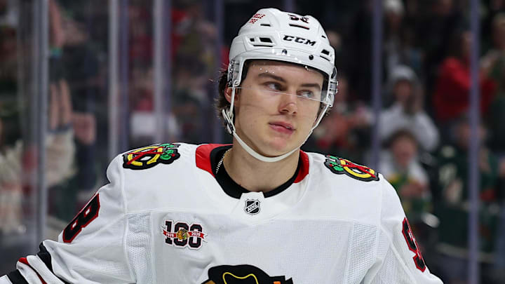 Jan 27, 2026; Saint Paul, Minnesota, USA; Chicago Blackhawks center Connor Bedard (98) reacts to his missed shootout shot against the Minnesota Wild at Grand Casino Arena. Mandatory Credit: Matt Krohn-Imagn Images Jan 27, 2026; Saint Paul, Minnesota, USA; Chicago Blackhawks center Connor Bedard (98) reacts to his missed shootout shot against the Minnesota Wild at Grand Casino Arena. Mandatory Credit: Matt Krohn-Imagn Images
