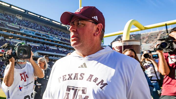 Texas A&M Aggies head coach Mike Elko walks off the field after defeating the Samford Bulldogs 48-0 in a game at Kyle Field. Texas A&M Aggies head coach Mike Elko walks off the field after defeating the Samford Bulldogs 48-0 in a game at Kyle Field.