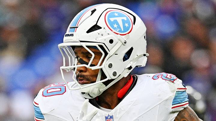 Oct 4, 2026; Baltimore, Maryland, USA;  Tennessee Titans running back Tony Pollard (20) runs the ball during the third quarter against the Baltimore Ravens at M&T Bank Stadium.  Mandatory Credit: Tommy Gilligan-Imagn Images