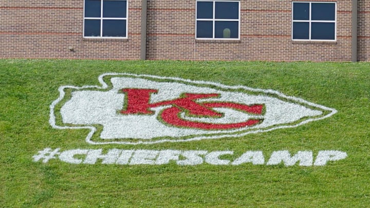 Jul 22, 2025; St. Joseph, MO, USA; A general view of the Kansas City Chiefs training camp logo during training camp at Missouri Western State University. Mandatory Credit: Denny Medley-Imagn Images Jul 22, 2025; St. Joseph, MO, USA; A general view of the Kansas City Chiefs training camp logo during training camp at Missouri Western State University. Mandatory Credit: Denny Medley-Imagn Images