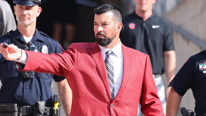 Sep 21, 2024; Columbus, Ohio, USA;  Ohio State Buckeyes head coach Ryan Day takes the field before the game against the Marshall Thundering Herd at Ohio Stadium. Mandatory Credit: Joseph Maiorana-Imagn Images