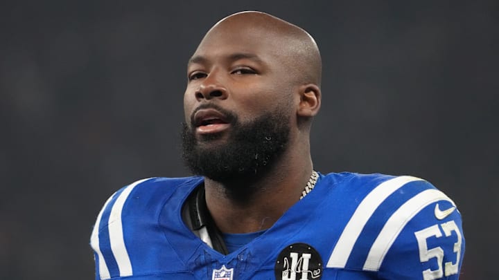 Nov 9, 2025; Berlin, Germany; Indianapolis Colts linebacker Germaine Pratt (53) against the Atlanta Falcons during the NFL Berlin Game at Olympic Stadium. Mandatory Credit: Kirby Lee-Imagn Images Nov 9, 2025; Berlin, Germany; Indianapolis Colts linebacker Germaine Pratt (53) against the Atlanta Falcons during the NFL Berlin Game at Olympic Stadium. Mandatory Credit: Kirby Lee-Imagn Images