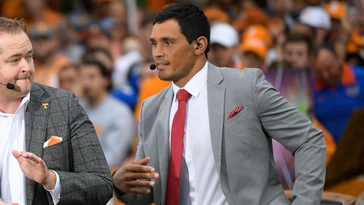 Former ESPN college football analyst David Pollack, alongside Tennessee Volunteers head coach Josh Heupel.