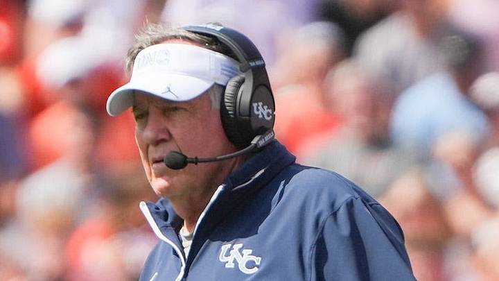 University of North Carolina Head Coach Bill Belichick during the first quarter at Memorial Stadium in Clemson, S.C., Saturday, September 19, 2026.