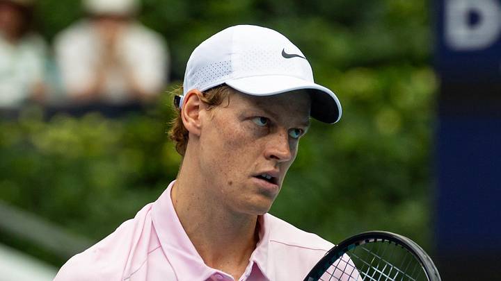 Jannik Sinner reacts during his match