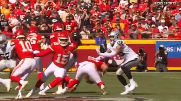 Raiders pass-rusher Maxx Crosby left Sunday's game after a low block from Chiefs tight end Noah Gray. Raiders pass-rusher Maxx Crosby left Sunday's game after a low block from Chiefs tight end Noah Gray.