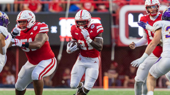 Nebraska running back Emmett Johnson rushes for seven yards against Northern Iowa.