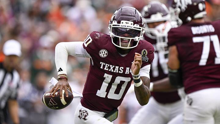 Texas A&M Aggies quarterback Marcel Reed runs with the ball during the game between the Aggies and the Miami Hurricanes at Kyle Field.