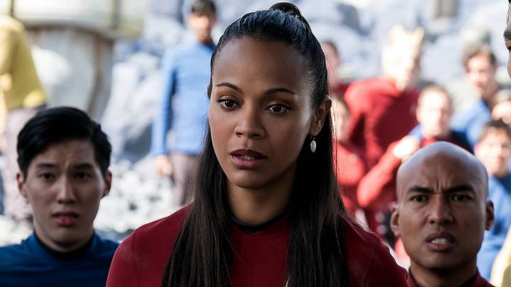 Left to right: Zoe Saldana plays Uhura and John Cho plays Sulu in Star Trek Beyond from Paramount Pictures, Skydance, Bad Robot, Sneaky Shark and Perfect Storm Entertainment Left to right: Zoe Saldana plays Uhura and John Cho plays Sulu in Star Trek Beyond from Paramount Pictures, Skydance, Bad Robot, Sneaky Shark and Perfect Storm Entertainment