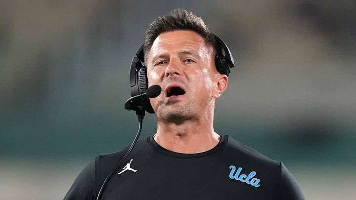 Sep 19, 2026; Pasadena, California, USA; UCLA Bruins head coach Bob Chesney reacts against the Purdue Boilermakers in the first half at the Rose Bowl. Sep 19, 2026; Pasadena, California, USA; UCLA Bruins head coach Bob Chesney reacts against the Purdue Boilermakers in the first half at the Rose Bowl.
