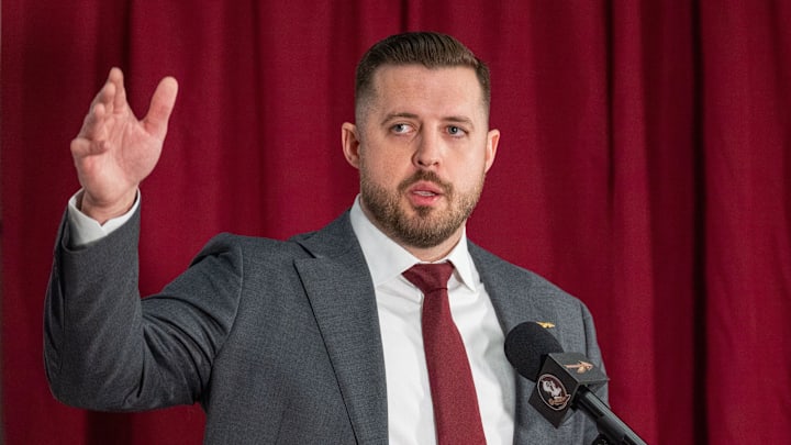 Florida State’s new head basketball coach Luke Loucks introduces himself, shares his beliefs and coaching style during a press conference Monday, March 10, 2025. Florida State’s new head basketball coach Luke Loucks introduces himself, shares his beliefs and coaching style during a press conference Monday, March 10, 2025.