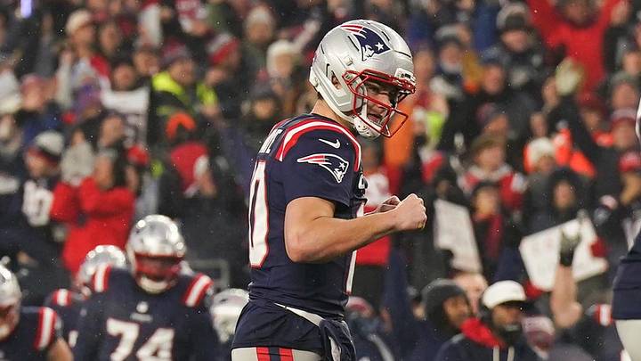 Jan 18, 2026; Foxborough, MA, USA; New England Patriots quarterback Drake Maye (10) celebrates after a touchdown in the second quarter against the Houston Texans in an AFC Divisional Round game at Gillette Stadium. Mandatory Credit: David Butler II-Imagn Images Jan 18, 2026; Foxborough, MA, USA; New England Patriots quarterback Drake Maye (10) celebrates after a touchdown in the second quarter against the Houston Texans in an AFC Divisional Round game at Gillette Stadium. Mandatory Credit: David Butler II-Imagn Images