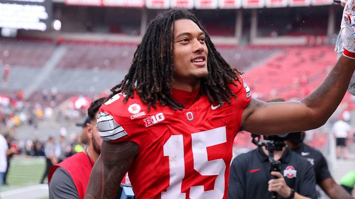Sep 19, 2026; Columbus, Ohio, USA; Ohio State Buckeyes wide receiver Chris Henry Jr. (15) celebrates with fans after the game against the Kent State Golden Flashes at Ohio Stadium. Mandatory Credit: Joseph Maiorana-Imagn Images Sep 19, 2026; Columbus, Ohio, USA; Ohio State Buckeyes wide receiver Chris Henry Jr. (15) celebrates with fans after the game against the Kent State Golden Flashes at Ohio Stadium. Mandatory Credit: Joseph Maiorana-Imagn Images