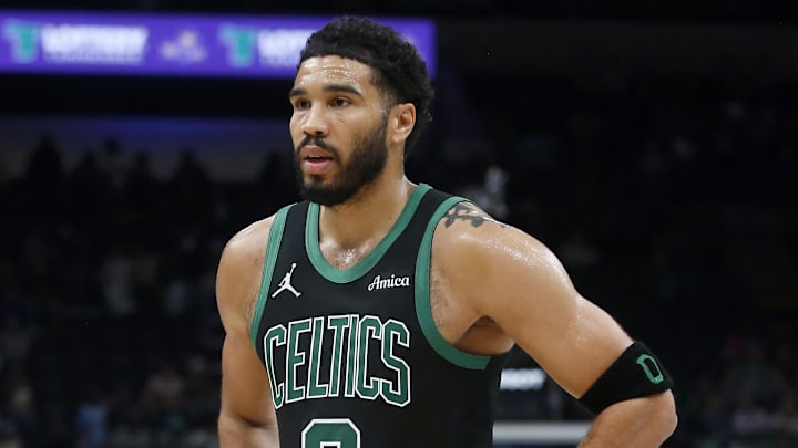 Mar 20, 2026; Memphis, Tennessee, USA; Boston Celtics forward Jayson Tatum (0) walks toward the bench during the fourth quarter against the Memphis Grizzlies at FedExForum. Mandatory Credit: Petre Thomas-Imagn Images Mar 20, 2026; Memphis, Tennessee, USA; Boston Celtics forward Jayson Tatum (0) walks toward the bench during the fourth quarter against the Memphis Grizzlies at FedExForum. Mandatory Credit: Petre Thomas-Imagn Images