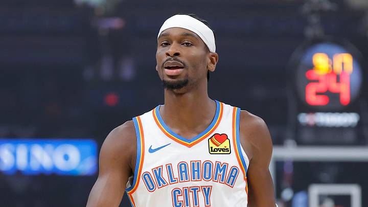 Oct 13, 2026; Oklahoma City, Oklahoma, USA; Oklahoma City Thunder guard Shai Gilgeous-Alexander (2) walks down the court against the Indiana Pacers during the first quarter at Paycom Center. Mandatory Credit: Alonzo Adams-Imagn Images