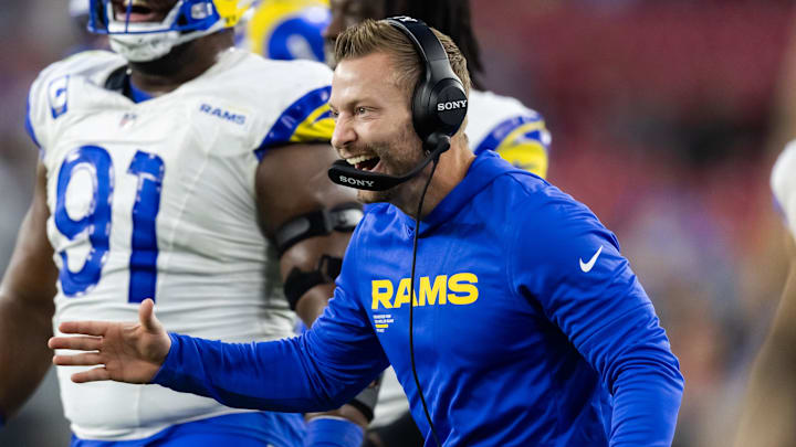 Dec 7, 2025; Glendale, Arizona, USA; Los Angeles Rams head coach Sean McVay against the Arizona Cardinals at State Farm Stadium. Mandatory Credit: Mark J. Rebilas-Imagn Images Dec 7, 2025; Glendale, Arizona, USA; Los Angeles Rams head coach Sean McVay against the Arizona Cardinals at State Farm Stadium. Mandatory Credit: Mark J. Rebilas-Imagn Images