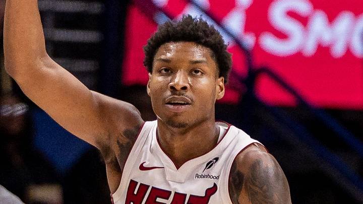 Feb 11, 2026; New Orleans, Louisiana, USA; Miami Heat forward Myron Gardner (15) reacts to making a three point basket against the New Orleans Pelicans during the second half at Smoothie King Center. Mandatory Credit: Stephen Lew-Imagn Images Feb 11, 2026; New Orleans, Louisiana, USA; Miami Heat forward Myron Gardner (15) reacts to making a three point basket against the New Orleans Pelicans during the second half at Smoothie King Center. Mandatory Credit: Stephen Lew-Imagn Images