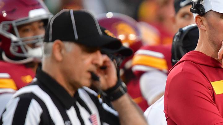 Nov 16, 2024; Los Angeles, California, USA; Southern California Trojans head coach Lincoln Riley watches game action against the Nebraska Cornhuskers during the second half at the Los Angeles Memorial Coliseum. Mandatory Credit: Gary A. Vasquez-Imagn Images Nov 16, 2024; Los Angeles, California, USA; Southern California Trojans head coach Lincoln Riley watches game action against the Nebraska Cornhuskers during the second half at the Los Angeles Memorial Coliseum. Mandatory Credit: Gary A. Vasquez-Imagn Images