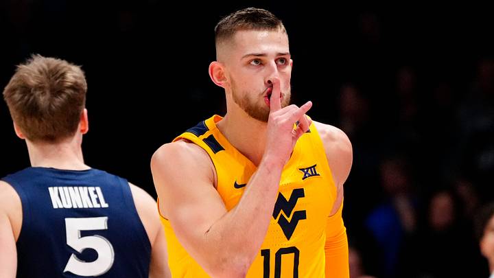 West Virginia Mountaineers guard Erik Stevenson (10) celebrates a basket in the first half of the NCAA basketball game between the Xavier Musketeers and the West Virginia Mountaineers at the Cintas Center in Cincinnati on Saturday, Dec. 3, 2022. The Mountaineers led 43-36 at halftime.
West Virginia Mountaineers At Xavier Musketeers Basketball West Virginia Mountaineers guard Erik Stevenson (10) celebrates a basket in the first half of the NCAA basketball game between the Xavier Musketeers and the West Virginia Mountaineers at the Cintas Center in Cincinnati on Saturday, Dec. 3, 2022. The Mountaineers led 43-36 at halftime.
West Virginia Mountaineers At Xavier Musketeers Basketball