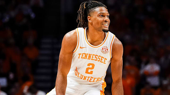 Tennessee guard Chaz Lanier (2) smiles during a college basketball game between Tennessee and Norfolk State held at Thompson-Boling Arena at Food City Center in Knoxville, Tenn., on Tuesday, Dec. 31, 2024. Tennessee guard Chaz Lanier (2) smiles during a college basketball game between Tennessee and Norfolk State held at Thompson-Boling Arena at Food City Center in Knoxville, Tenn., on Tuesday, Dec. 31, 2024.
