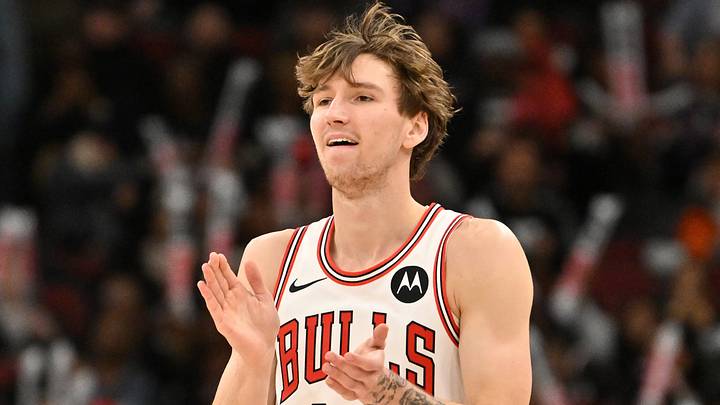 Jan 18, 2026; Chicago, Illinois, USA; Chicago Bulls forward Matas Buzelis (14) celebrates against the Brooklyn Nets during the first half at United Center. Mandatory Credit: Patrick Gorski-Imagn Images Jan 18, 2026; Chicago, Illinois, USA; Chicago Bulls forward Matas Buzelis (14) celebrates against the Brooklyn Nets during the first half at United Center. Mandatory Credit: Patrick Gorski-Imagn Images