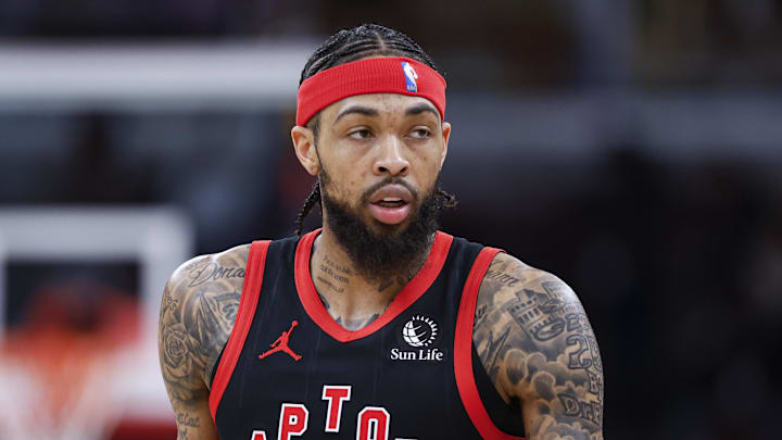 Feb 19, 2026; Chicago, Illinois, USA; Toronto Raptors forward Brandon Ingram (3) reacts during the first half at United Center. Mandatory Credit: Kamil Krzaczynski-Imagn Images Feb 19, 2026; Chicago, Illinois, USA; Toronto Raptors forward Brandon Ingram (3) reacts during the first half at United Center. Mandatory Credit: Kamil Krzaczynski-Imagn Images