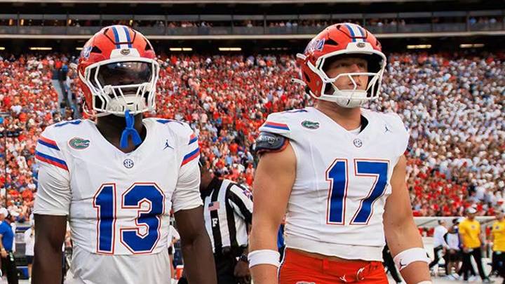 Gators tight end Lacota Dippre (17) has been a standout blocker for running back Jadan Baugh. Gators tight end Lacota Dippre (17) has been a standout blocker for running back Jadan Baugh.