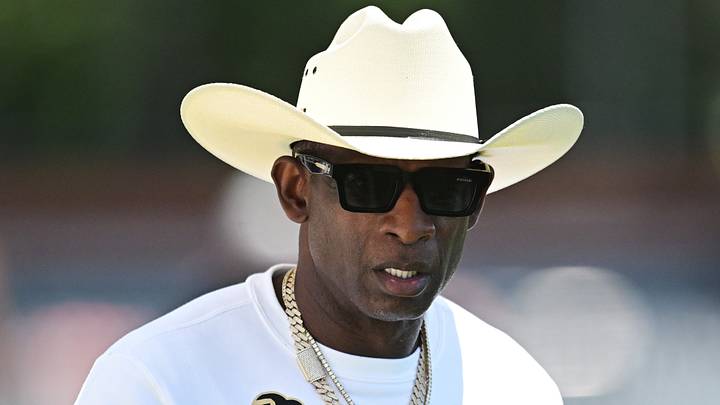 Jul 30, 2026; Berea, OH, USA; Former NFL player Deion Sanders arrives at Cleveland Browns training camp at CrossCountry Mortgage Campus. Mandatory Credit: Ken Blaze-Imagn Images