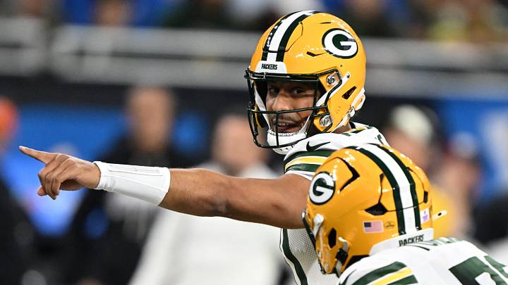 Green Bay Packers quarterback Jordan Love (10) directs the offense against the Lions on Sunday. Green Bay Packers quarterback Jordan Love (10) directs the offense against the Lions on Sunday.