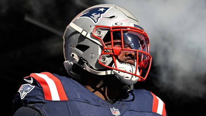 Nov 2, 2025; Foxborough, Massachusetts, USA; New England Patriots defensive tackle Christian Barmore (90) walks out of the tunnel before a game against the Atlanta Falcons at Gillette Stadium. Mandatory Credit: Eric Canha-Imagn Images