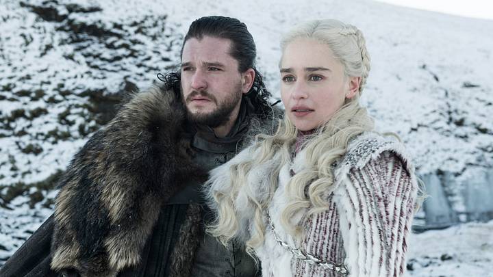 Game of Thrones season 8 production still. Kit Harington, Emilia Clarke.
photo: Helen Sloane/HBO Game of Thrones season 8 production still. Kit Harington, Emilia Clarke.
photo: Helen Sloane/HBO