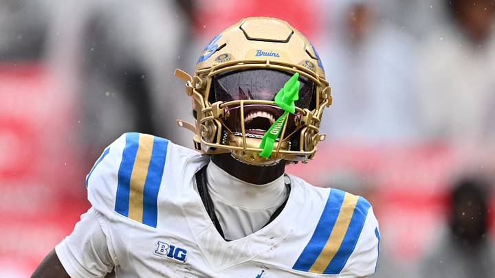 Sep 26, 2026; College Park, Maryland, USA; UCLA Bruins defensive back Scooter Jackson (1) celebrates in the end zone after returning an interception 65-yards for a touchdown in the second half against the Maryland Terrapins at SECU Stadium. Mandatory Credit: Jamie Sabau-Imagn Images Sep 26, 2026; College Park, Maryland, USA; UCLA Bruins defensive back Scooter Jackson (1) celebrates in the end zone after returning an interception 65-yards for a touchdown in the second half against the Maryland Terrapins at SECU Stadium. Mandatory Credit: Jamie Sabau-Imagn Images