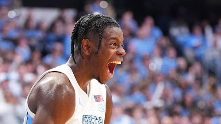 Jan 21, 2026; Chapel Hill, North Carolina, USA; North Carolina Tar Heels forward Caleb Wilson (8) reacts in the second half at Dean E. Smith Center. Mandatory Credit: Bob Donnan-Imagn Images Jan 21, 2026; Chapel Hill, North Carolina, USA; North Carolina Tar Heels forward Caleb Wilson (8) reacts in the second half at Dean E. Smith Center. Mandatory Credit: Bob Donnan-Imagn Images