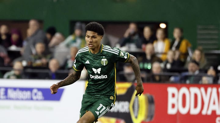 Feb 24, 2024; Portland, Oregon, USA; Portland Timbers forward Antony (11) dribbles the ball against